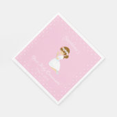 Gepersonaliseerde eerste gemeenschap Brunette Girl Servet (Hoek)