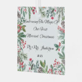 Gepersonaliseerde eerste getrouwde kerst ornament (Voorkant links)