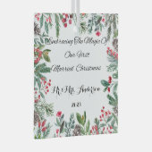 Gepersonaliseerde eerste getrouwde kerst ornament (Voorkant Rechts)