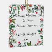 Gepersonaliseerde eerste getrouwde kerst ornament (Rechts)