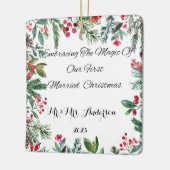 Gepersonaliseerde eerste getrouwde kerst ornament (Links)