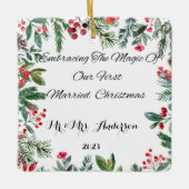Gepersonaliseerde eerste getrouwde kerst ornament (Voorkant)