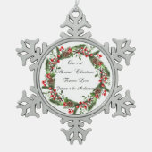 Gepersonaliseerde eerste getrouwde kerst ornament (Voorkant)