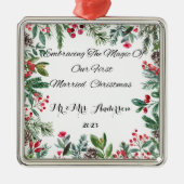 Gepersonaliseerde eerste getrouwde kerst ornament (Voorkant)
