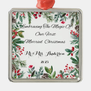 Gepersonaliseerde eerste getrouwde kerst ornament