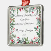 Gepersonaliseerde eerste getrouwde kerst ornament (Links)