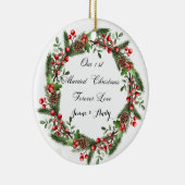 Gepersonaliseerde eerste getrouwde kerst ornament (Rechts)