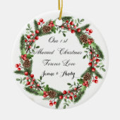 Gepersonaliseerde eerste getrouwde kerst ornament (Voorkant)