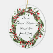 Gepersonaliseerde eerste getrouwde kerst ornament (Links)