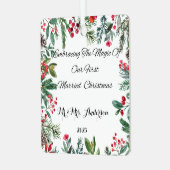 Gepersonaliseerde eerste getrouwde kerst ornament (Voorkant links)