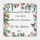 Gepersonaliseerde eerste getrouwde kerst ornament (Voorkant)