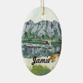 Gepersonaliseerde eerste Geviste reis Keramisch Ornament (Rechts)