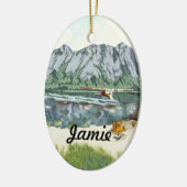 Gepersonaliseerde eerste Geviste reis Keramisch Ornament (Links)