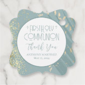 Gepersonaliseerde Eerste Heilige Communie Blauw Go Bedankjes Labels (Achterkant)