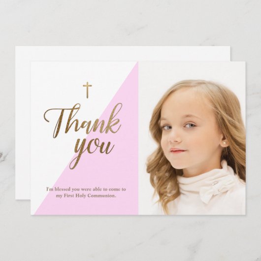 Gepersonaliseerde Eerste Heilige Communie Dank u k Bedankkaart (Voorkant / Achterkant)