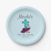 Gepersonaliseerde Eerste Heilige Communie Papieren Bordje (Voorkant)