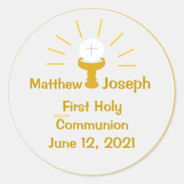 Gepersonaliseerde Eerste Heilige Communie Ronde Sticker