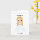 Gepersonaliseerde Eerste Heilige Communie voor mei Kaart (Gele Bloem)