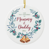 Gepersonaliseerde eerste keer mammie & papa Kerstm Keramisch Ornament (Voorkant)