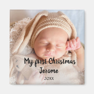 Gepersonaliseerde eerste kerst aandenken foto Magn Magneet