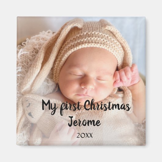 Gepersonaliseerde eerste kerst aandenken foto Magn Magneet (Voorkant)