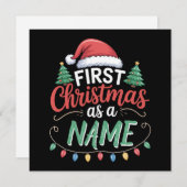 Gepersonaliseerde eerste kerst als een familie mat feestdagenkaart (Voorkant / Achterkant)