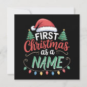 Gepersonaliseerde eerste kerst als een familie mat feestdagenkaart (Voorkant)