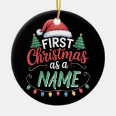 Gepersonaliseerde eerste kerst als een familie mat keramisch ornament (Voorkant)