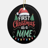 Gepersonaliseerde eerste kerst als een familie mat keramisch ornament (Links)