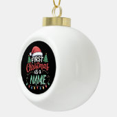 Gepersonaliseerde eerste kerst als een familie mat keramische bal ornament (Rechts)