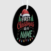 Gepersonaliseerde eerste kerst als een familie mat ornament (voorkant)