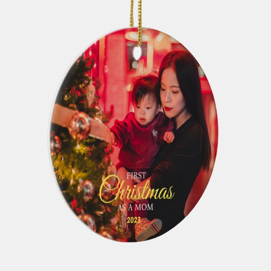 Gepersonaliseerde eerste kerst als een moeder met keramisch ornament (Rechts)