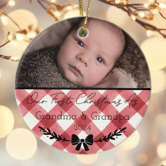 Gepersonaliseerde eerste kerst als grootouders Fot Keramisch Ornament