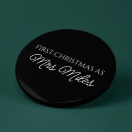 Gepersonaliseerde 'Eerste kerst als mevrouw' famil Ronde Button 3,2 Cm