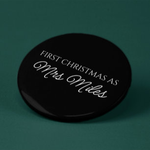 Gepersonaliseerde 'Eerste kerst als mevrouw' famil Ronde Button 3,2 Cm