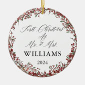 Gepersonaliseerde eerste kerst als Mr & Mrs Feeste Keramisch Ornament (Voorkant)