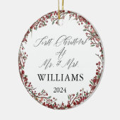 Gepersonaliseerde eerste kerst als Mr & Mrs Feeste Keramisch Ornament (Links)