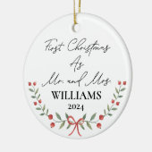 Gepersonaliseerde eerste kerst als Mr & Mrs Feeste Keramisch Ornament (Links)