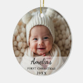 Gepersonaliseerde eerste kerst Baby foto Keramisch Ornament (Links)
