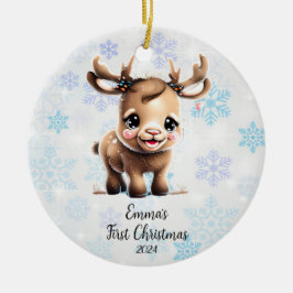 Gepersonaliseerde eerste kerst Baby rendieren Keramisch Ornament