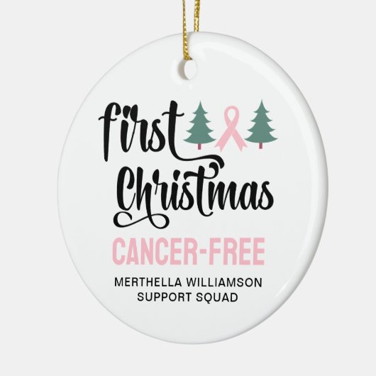 Gepersonaliseerde EERSTE KERST Borstkanker Gratis Keramisch Ornament (Links)