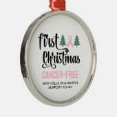 Gepersonaliseerde EERSTE KERST Borstkanker Gratis Metalen Ornament (Rechts)
