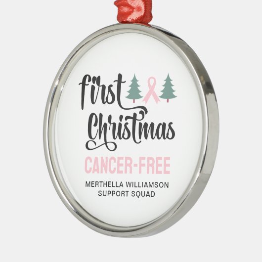 Gepersonaliseerde EERSTE KERST Borstkanker Gratis Metalen Ornament (Links)