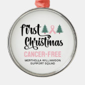 Gepersonaliseerde EERSTE KERST Borstkanker Gratis Metalen Ornament (Voorkant)
