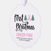Gepersonaliseerde EERSTE KERST Borstkanker Gratis Ornament Kaart (Links)