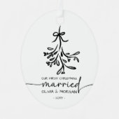 Gepersonaliseerde eerste kerst getrouwde namen metalen ornament (Voorkant)