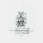 Gepersonaliseerde eerste kerst getrouwde namen metalen ornament (Voorkant)