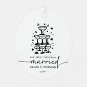 Gepersonaliseerde eerste kerst getrouwde namen metalen ornament (Achterkant)