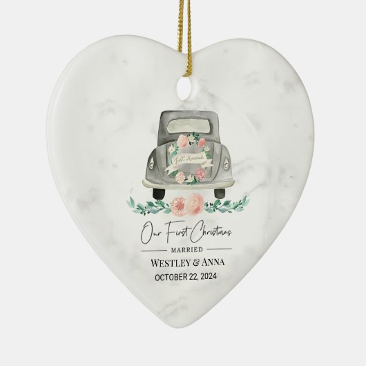 Gepersonaliseerde eerste kerst getrouwde Ornament (Rechts)
