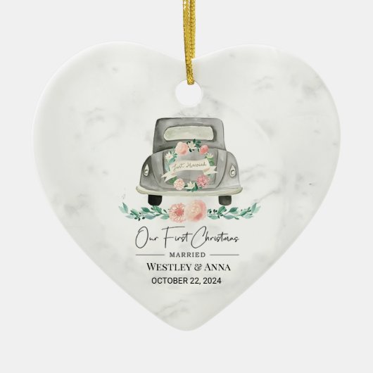 Gepersonaliseerde eerste kerst getrouwde Ornament (Voorkant)